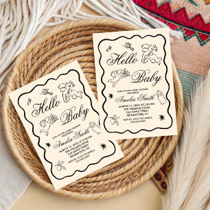 Gender Neutral doodle cupid Baby Shower Invitation