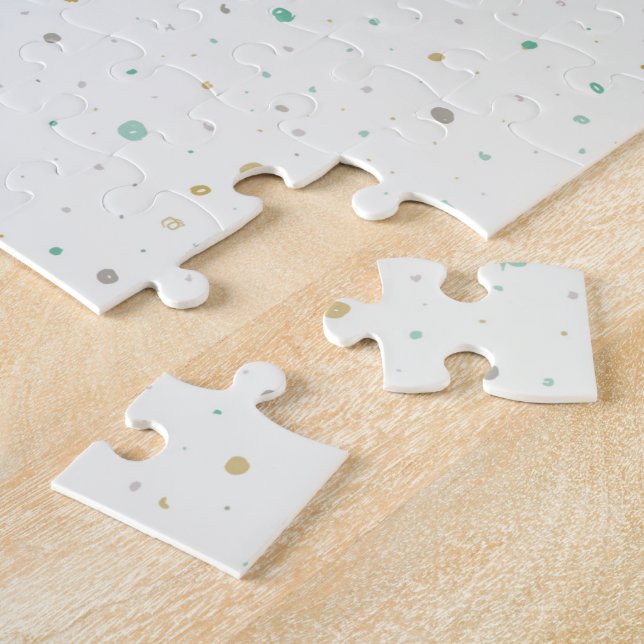 Gender neutral dots - teal gold and grey jigsaw puzzle (Side)