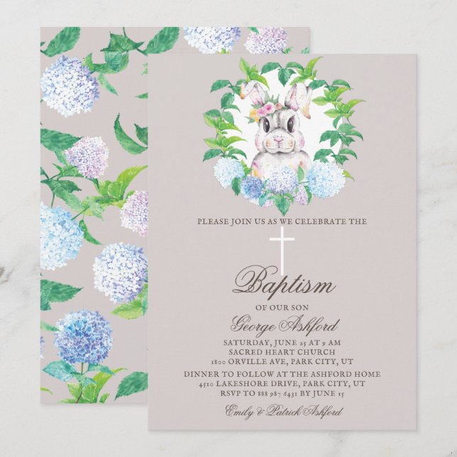 Gender neutral Easter Baptism Invitation (Front/Back)