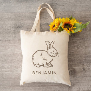 Gender Neutral Easter Bunny Rabbit Kids Treat Name Tote Bag