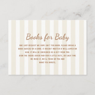 Gender Neutral Ecru Stripes Books for Baby Enclosure Card