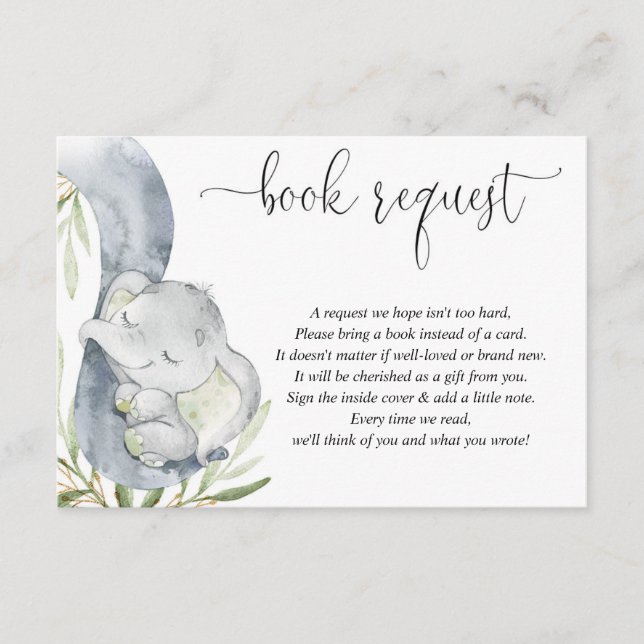 Gender neutral elephant book instead of card (Front)