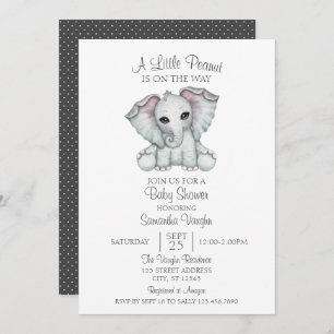 Gender Neutral Elephant Minimalist Baby Shower Inv Invitation