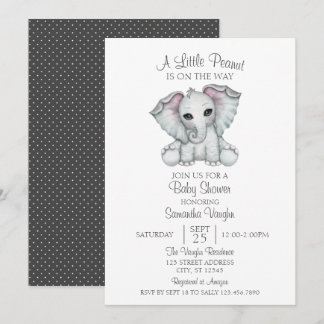 Gender Neutral Elephant Minimalist Baby Shower Inv Invitation