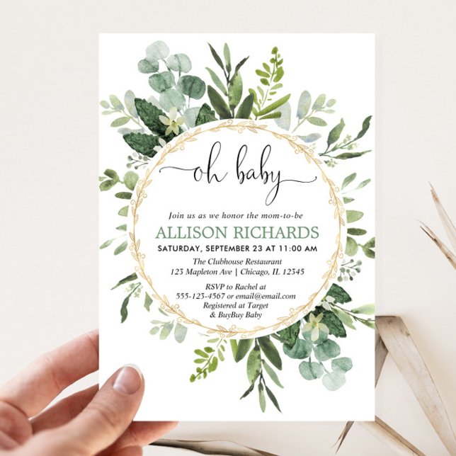 Gender neutral Eucalyptus greenery oh baby shower Invitation (Creator Uploaded)