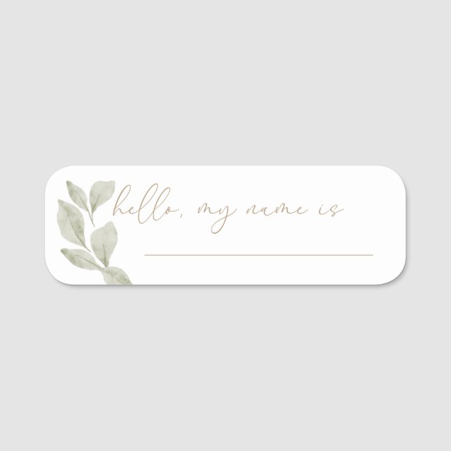 Gender Neutral Eucalyptus  Name Tag (Front)
