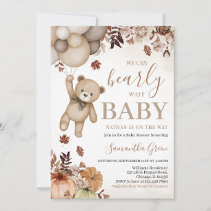 Gender Neutral Fall Bear Baby Shower Invitation