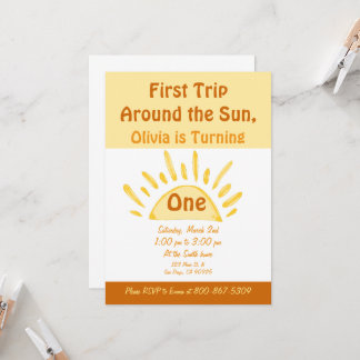 Gender neutral First trip around the sun birthday Invitation
