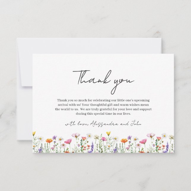 Gender-Neutral Floral Wildflower Baby Shower Card (Front)