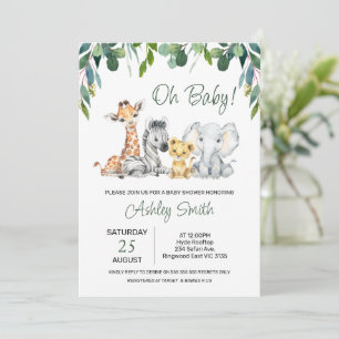 Gender Neutral Foliage Safari Baby Shower Invitation