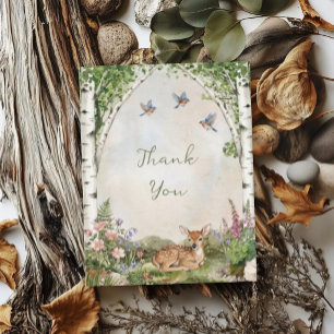 Gender Neutral Forest Arch and Fawn Baby Shower Thank You Card