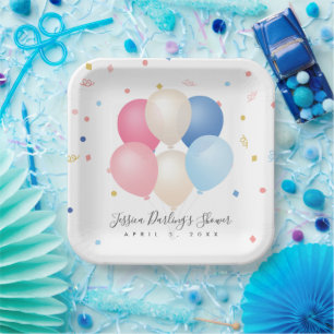 Gender neutral gender reveal Baby Shower Paper Plate