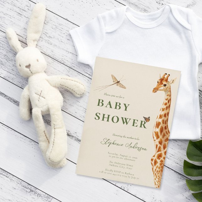 Gender Neutral Giraffe Classic Invitation (Creator Uploaded)