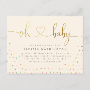 Gender Neutral Gold Calligraphy Oh Baby Shower Invitation Postcard