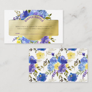 Gender Neutral Gold Floral Diaper Raffle Business Card