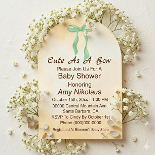 Gender Neutral Green Bow Baby Shower Invitation