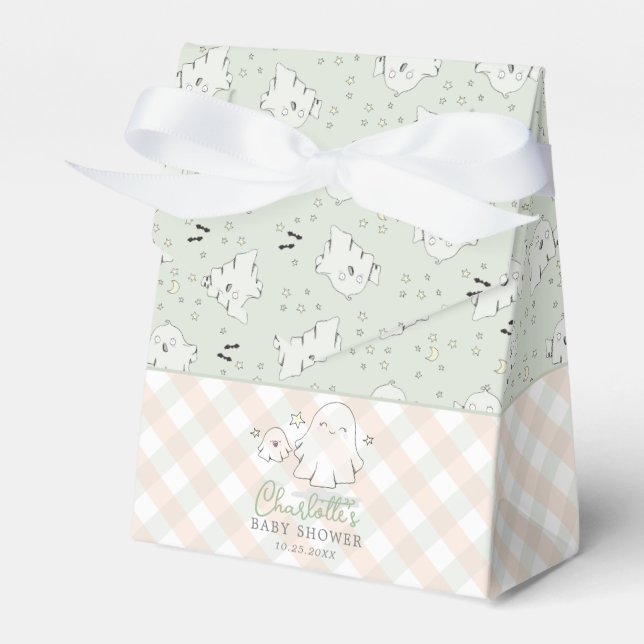 Gender Neutral Green Mum & Baby Ghost Baby Shower Favour Box (Front Side)