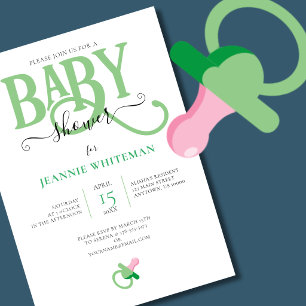 Gender Neutral Green Pacifie Baby Shower Invitation