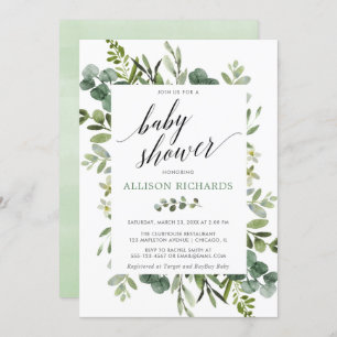 Gender neutral greenery baby shower invitation