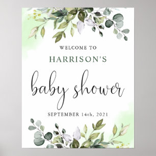 Gender Neutral Greenery Baby Shower Welcome Sign
