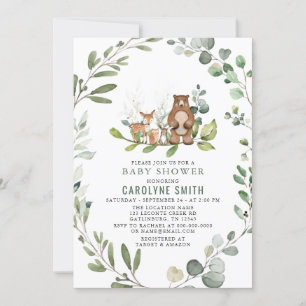 Gender Neutral Greenery Woodland Baby Shower Invitation
