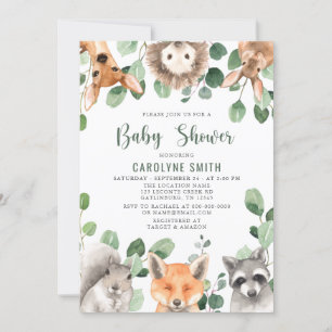 Gender Neutral Greenery Woodland  BOY Baby Shower Invitation