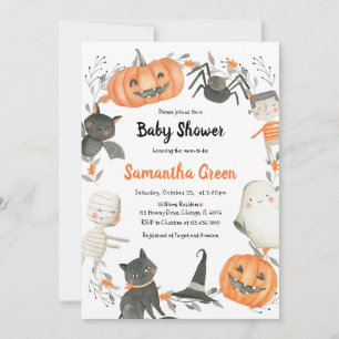 Gender Neutral Halloween Baby Shower Invitation