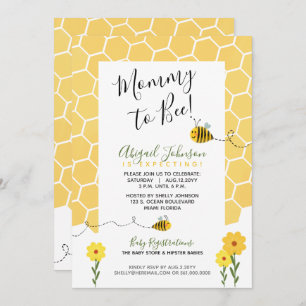 Gender Neutral Honeycomb Mummy To Bee Baby Shower Invitation
