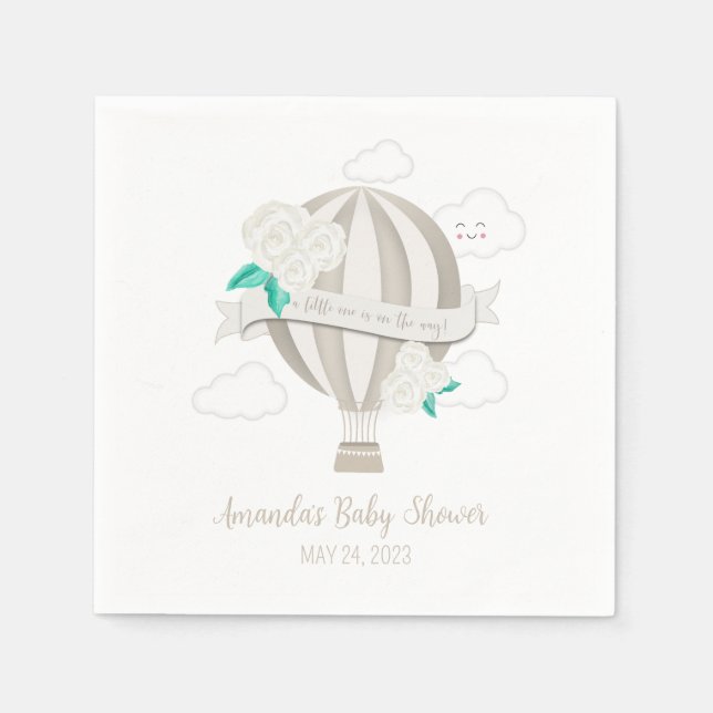Gender Neutral Hot Air Balloon Baby Shower Napkins (Front)