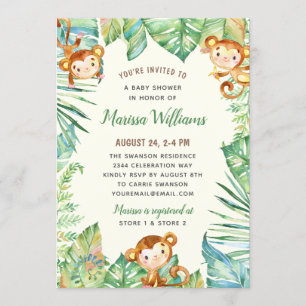 Gender Neutral Jungle Baby Shower Invitation