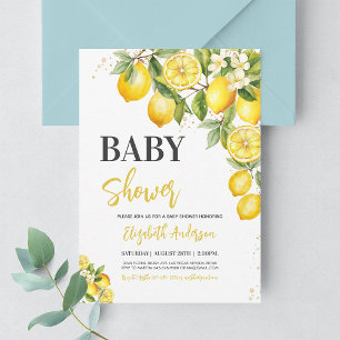 Gender Neutral Lemon Citrus Floral Baby Shower Invitation