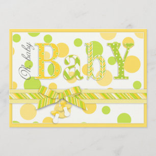 Gender Neutral Lemon Lime Dots Baby Shower Invitation