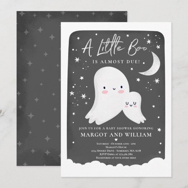 Gender Neutral Little Boo Ghost Baby Shower Invitation (Front/Back)