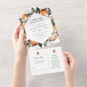 Gender Neutral Little Cutie Baby Shower All In One Invitation