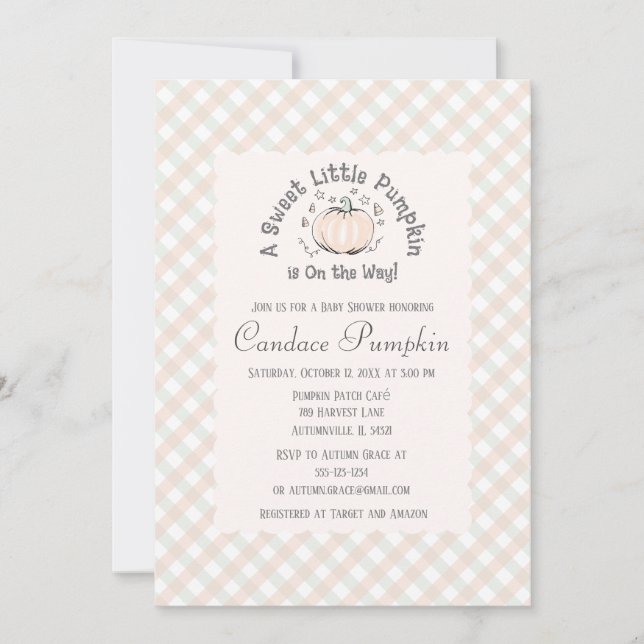 Gender Neutral Little Pumpkin Fall Baby Shower Invitation (Front)
