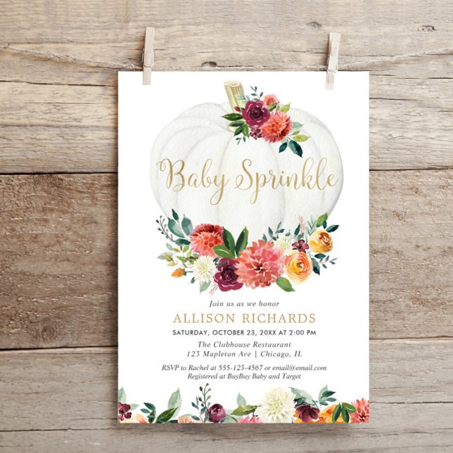 Gender neutral little pumpkin fall baby sprinkle invitation (Creator Uploaded)