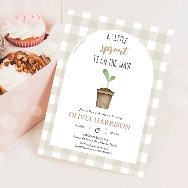 Gender Neutral Little Sprout Baby Shower Invitation (Creator Uploaded)