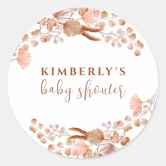Gender Neutral Little Wildflower Boho Baby Shower Classic Round Sticker (Front)