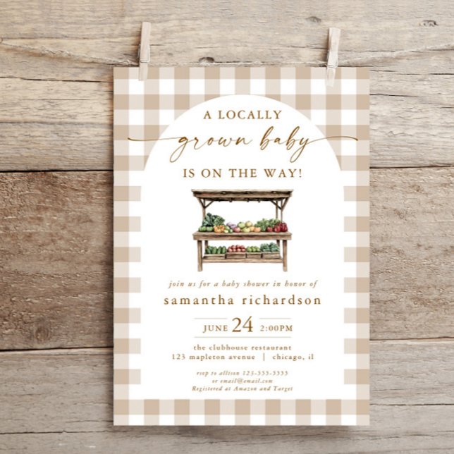 Gender neutral locally grown farmers baby shower invitation (Creator Uploaded)