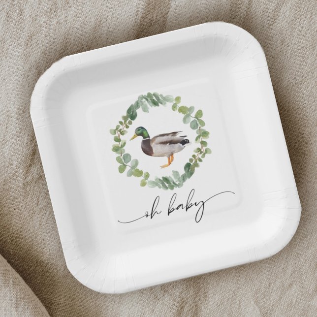 Gender Neutral Mallard Duck Baby Shower  Paper Plate (Creator Uploaded)