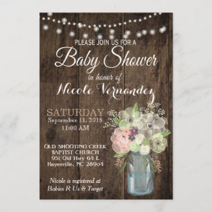 Gender Neutral Mason Jar Baby Shower Invitation
