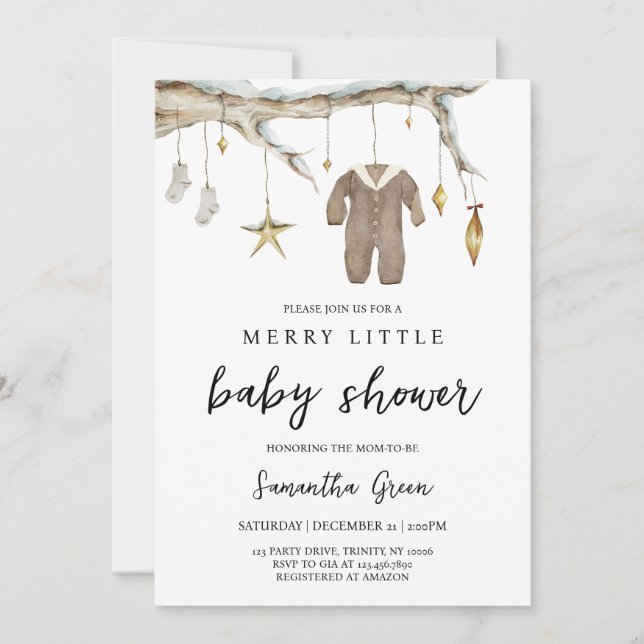 Gender Neutral Merry Little Baby Shower Invitation (Front)