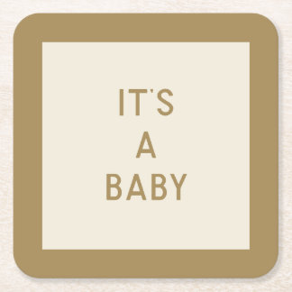Gender Neutral Minimal Paper Coaster It's A Baby
