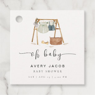 Gender Neutral Minimalist Boho Baby Shower Clothes Favour Tags