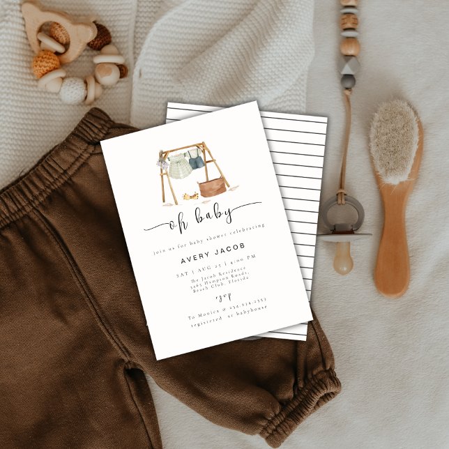 Gender Neutral Minimalist Boho Baby Shower Clothes Invitation (Gender Neutral Minimalist Boho Baby Shower Clothes Invitation)