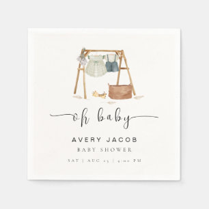 Gender Neutral Minimalist Boho Baby Shower Clothes Napkin