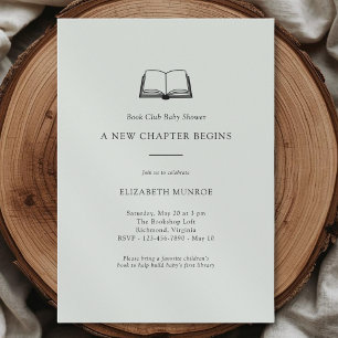 Gender Neutral Minimalist Book Club Baby Shower Invitation