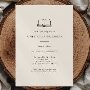 Gender Neutral Minimalist Book Club Baby Shower Invitation