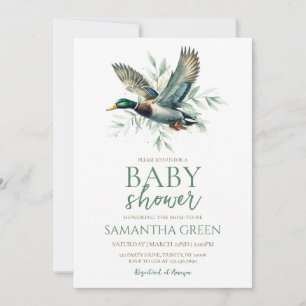 Gender Neutral Minimalist Mallard Duck Baby Shower Invitation