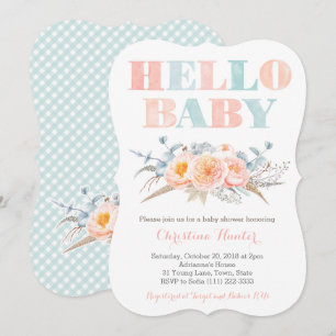 Gender Neutral Mint Peach Baby Shower Invitation